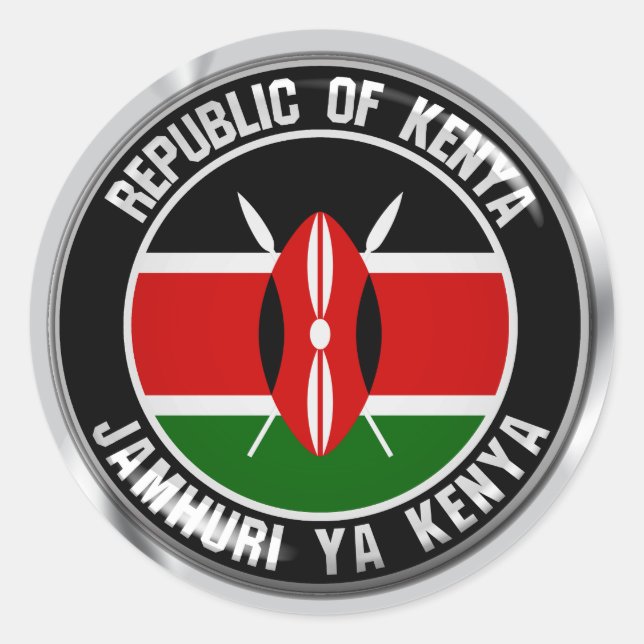 Kenya Round Emblem Runder Aufkleber (Vorderseite)