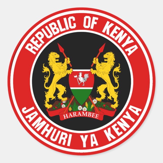 Kenya Round Emblem Runder Aufkleber (Vorderseite)