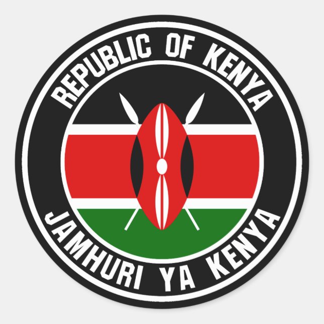 Kenya Round Emblem Runder Aufkleber (Vorderseite)