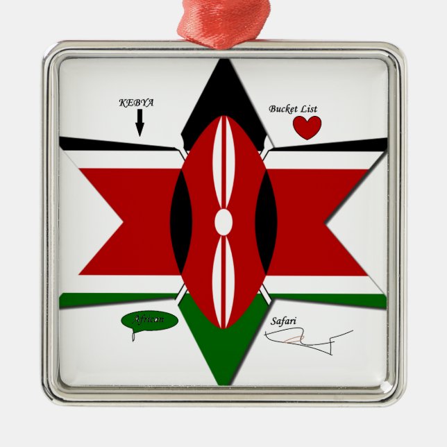 Kenya Safari Silbernes Ornament (Vorne)