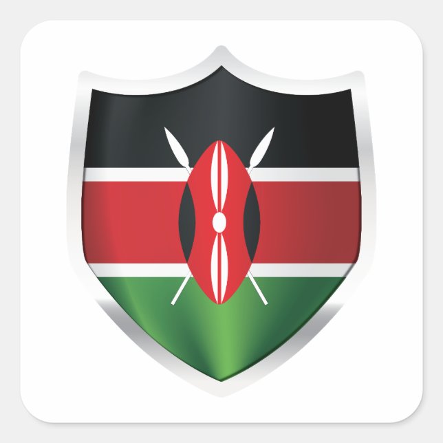 Kenya Silver Shield Flag Quadratischer Aufkleber (Vorderseite)