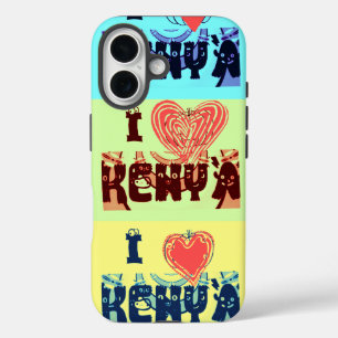 Kenya Travel Souvenir Pop Art Collection iPhone 16 Hülle