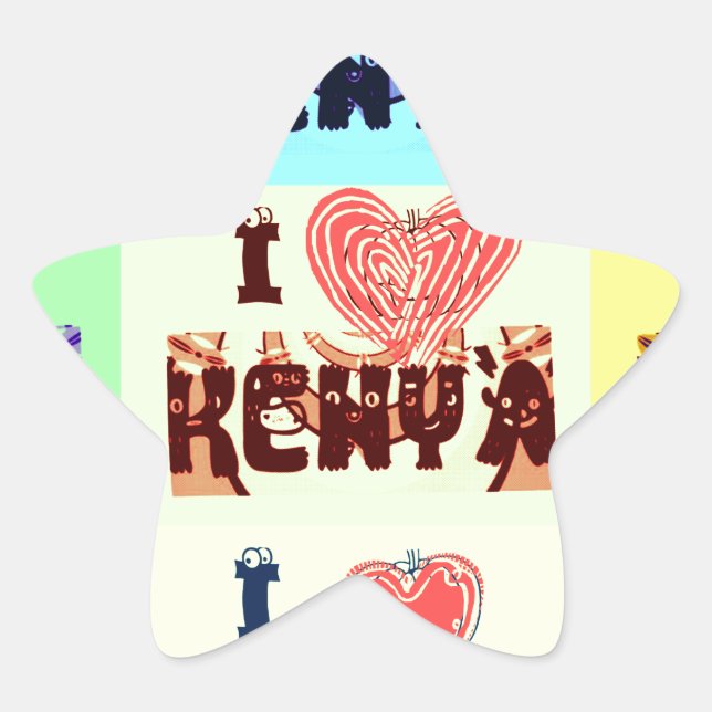 Kenya Travel Souvenir Pop Art Collection Stern-Aufkleber (Vorderseite)