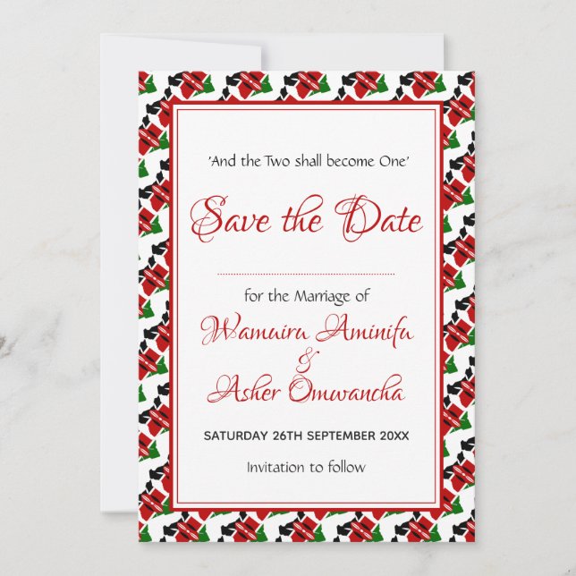 KENYA Wedding Christlich Custom Celebration RED Save The Date (Vorderseite)
