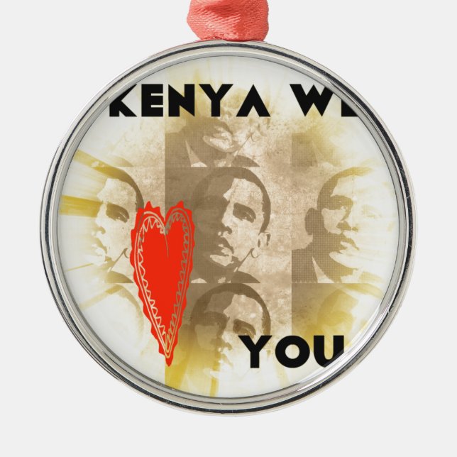 Kenya Wir Liebe Sie liebenswürdig perspektivisches Silbernes Ornament (Vorne)