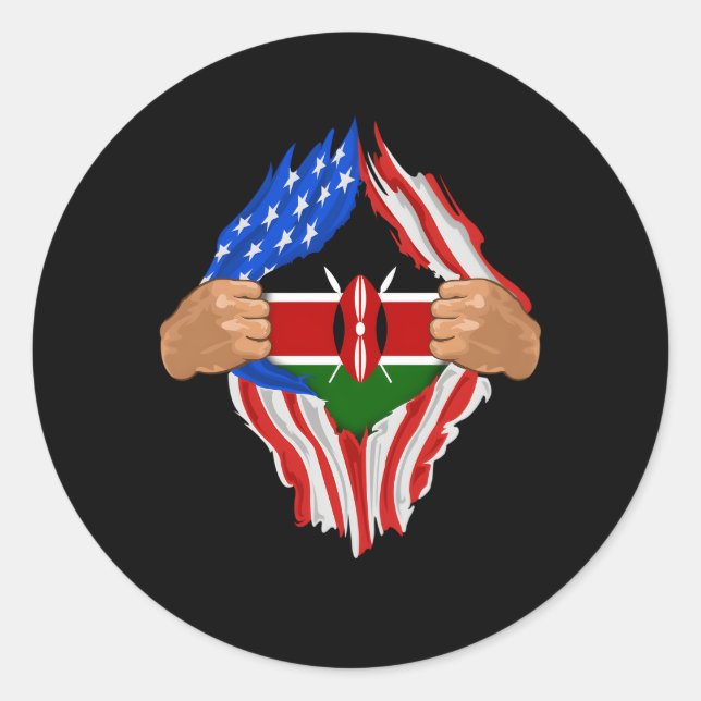 Kenyan Blood Inside Me Kenya Flag Runder Aufkleber (Vorderseite)