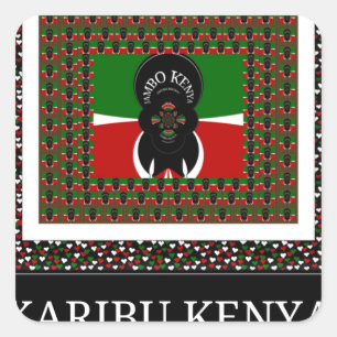 Kenyan Celebration: Ein herzlicher Empfang Kenias Quadratischer Aufkleber