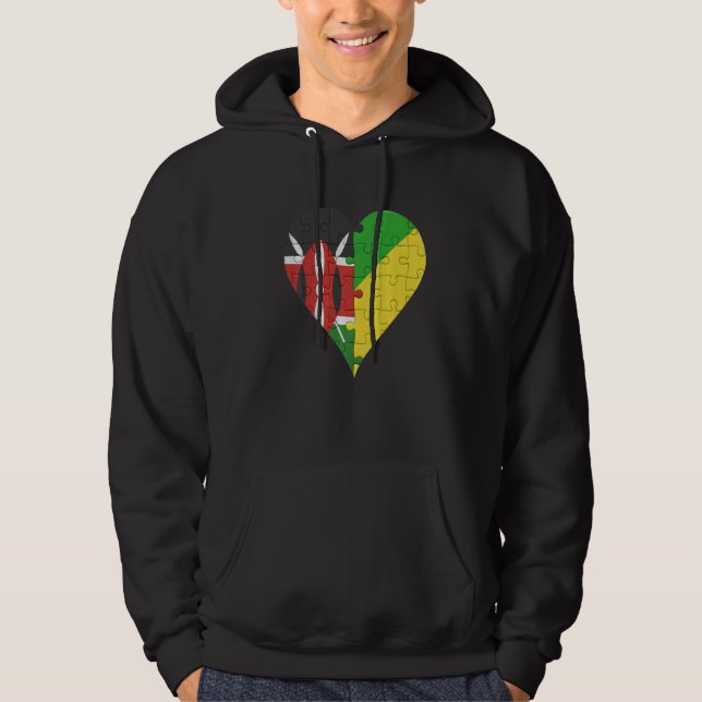 Kenyan Congon Flag Herz Hoodie (Vorderseite)