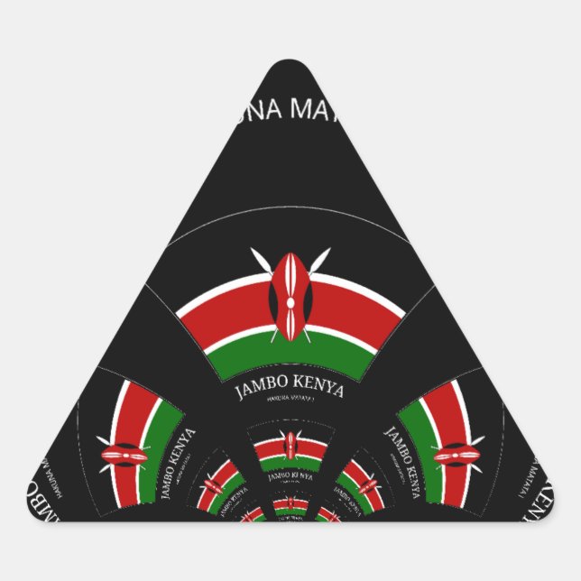 Kenyan Flag Inspiriert Jambo Willkommensdesign Art Dreieckiger Aufkleber (Vorderseite)