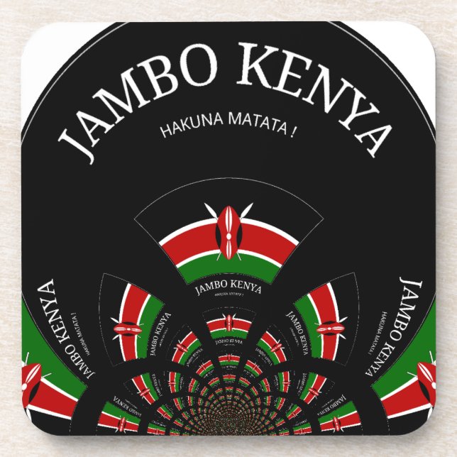 Kenyan Flag Inspiriert Jambo Willkommensdesign Art Getränkeuntersetzer (Vorderseite)