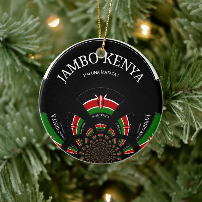 Kenyan Flag Inspiriert Jambo Willkommensdesign Art Keramik Ornament (Baum)