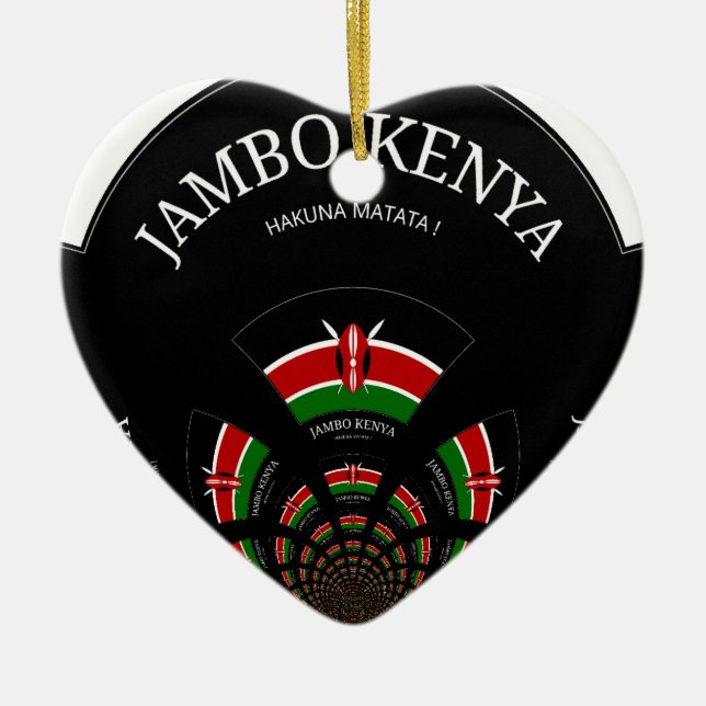 Kenyan Flag Inspiriert Jambo Willkommensdesign Art Keramikornament (Vorne)