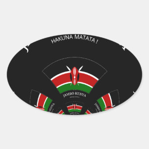 Kenyan Flag Inspiriert Jambo Willkommensdesign Art Ovaler Aufkleber