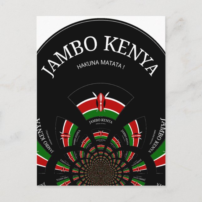 Kenyan Flag Inspiriert Jambo Willkommensdesign Art Postkarte (Vorderseite)