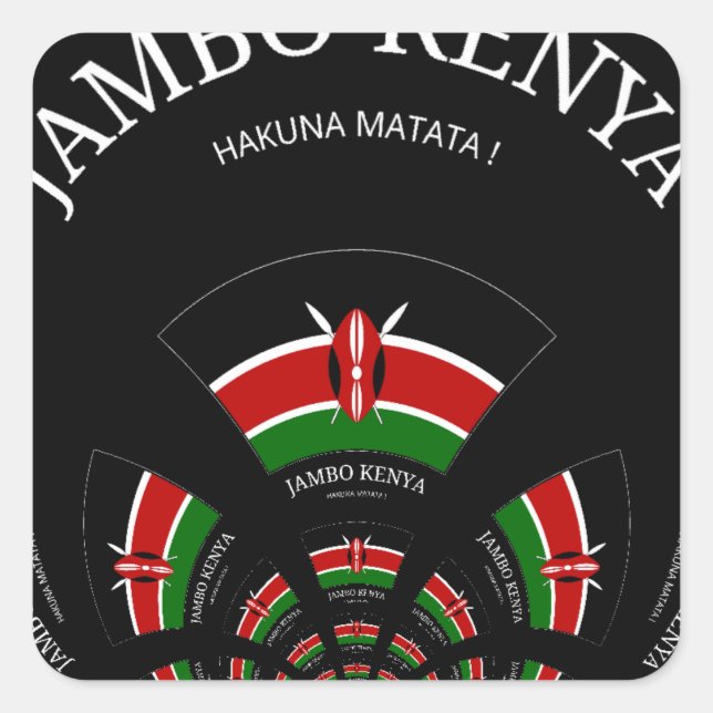 Kenyan Flag Inspiriert Jambo Willkommensdesign Art Quadratischer Aufkleber (Vorderseite)