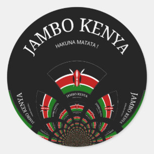 Kenyan Flag Inspiriert Jambo Willkommensdesign Art Runder Aufkleber