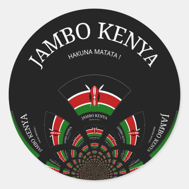 Kenyan Flag Inspiriert Jambo Willkommensdesign Art Runder Aufkleber (Vorderseite)