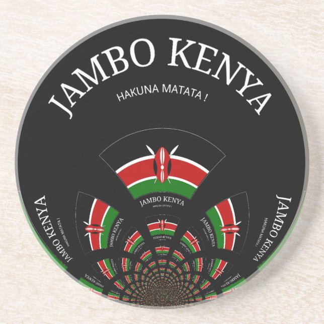 Kenyan Flag Inspiriert Jambo Willkommensdesign Art Sandstein Untersetzer (Vorne)