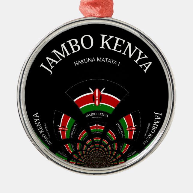 Kenyan Flag Inspiriert Jambo Willkommensdesign Art Silbernes Ornament (Vorne)