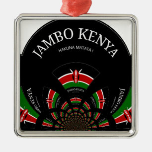 Kenyan Flag Inspiriert Jambo Willkommensdesign Art Silbernes Ornament