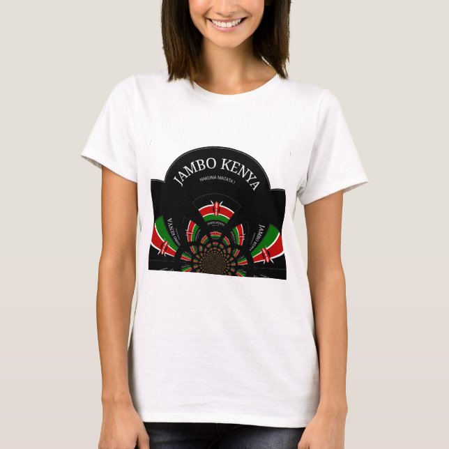Kenyan Flag Inspiriert Jambo Willkommensdesign Art T-Shirt (Vorderseite)