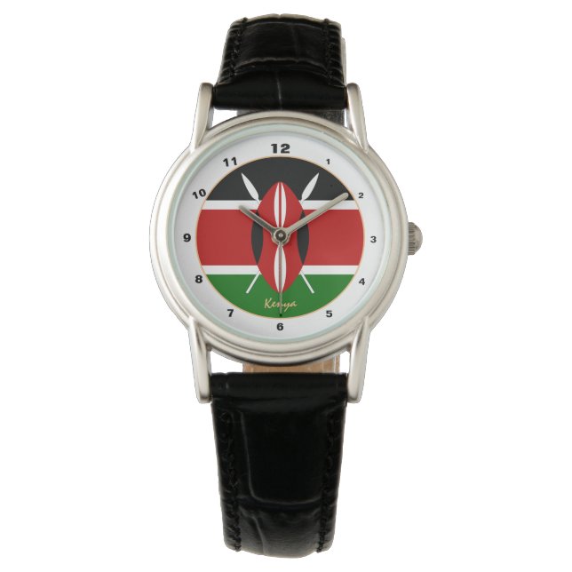 Kenyan Flag & Kenya trendy fashion /design watch Armbanduhr (Vorderseite)