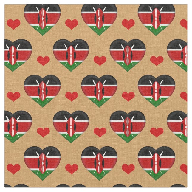 Kenyan Flag & Red Heart Modefabrik /Kenia Stoff (Nahaufnahme)