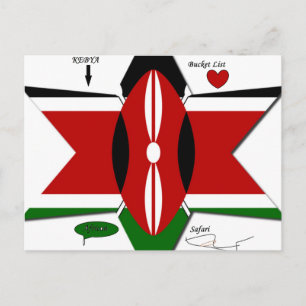Kenyan Flag Safari Design: Liste der Bucket-Server Postkarte