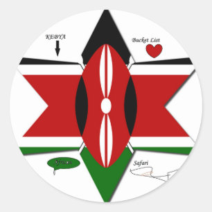 Kenyan Flag Safari Design: Liste der Bucket-Server Runder Aufkleber