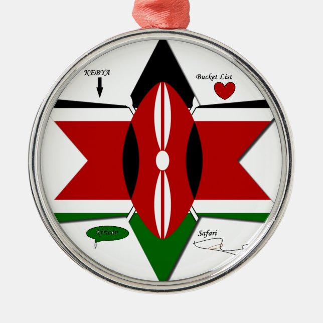 Kenyan Flag Safari Design: Liste der Bucket-Server Silbernes Ornament (Vorne)
