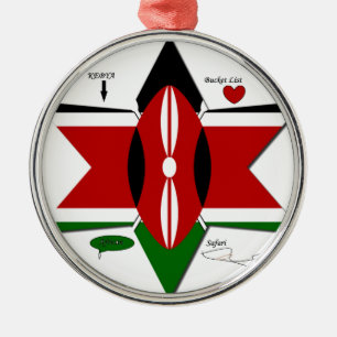 Kenyan Flag Safari: Stern Design   Bucket List Ide Silbernes Ornament