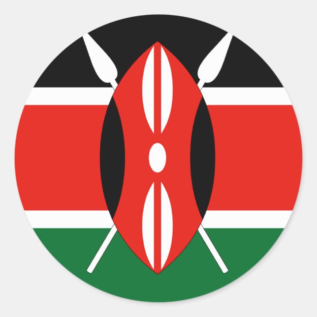 Kenyan Flag T - Shirt und Geschenke Runder Aufkleber (Vorderseite)