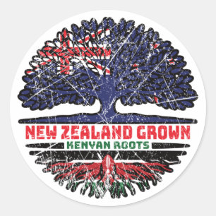 Kenyan Kenya New Zealander New Zealand Tree Roots Runder Aufkleber