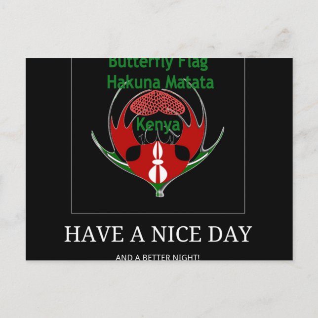 Kenyan Schild Design: Schmetterlingsflagge. Postkarte (Vorderseite)