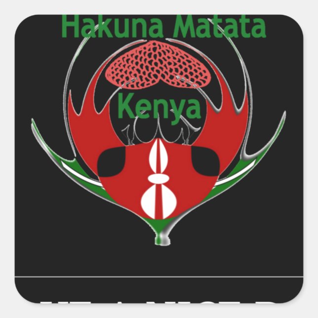 Kenyan Schild Design: Schmetterlingsflagge. Quadratischer Aufkleber (Vorderseite)