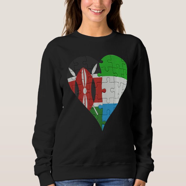Kenyan Sierra Leonean Flag Herz Sweatshirt (Vorderseite)