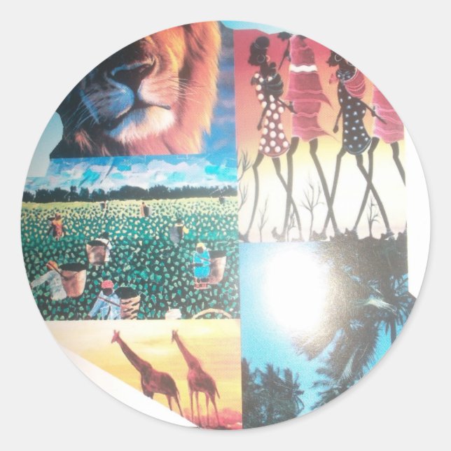 Kenyan Tapestes: Wildlife, Culture & Coastal Beach Runder Aufkleber (Vorderseite)