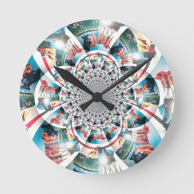 Kenyan Tapestry Kaleidoskop Art Print Runde Wanduhr (Vorderseite)