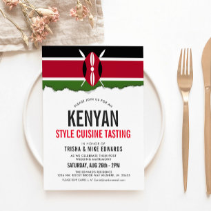 Kenyan Themed Cuisine   Party Flag Einladung Weiß
