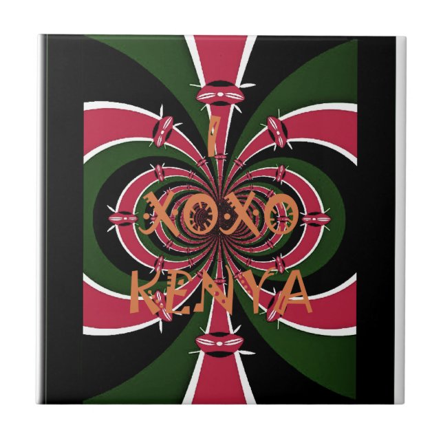 Kenyan Travel Gift - Hugs & Kisses Design Fliese (Vorderseite)