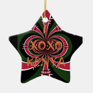 Kenyan Travel Gift - Hugs & Kisses Design Keramikornament