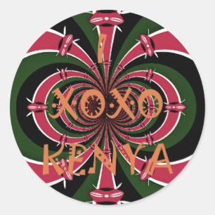 Kenyan Travel Gift - Hugs & Kisses Design Runder Aufkleber