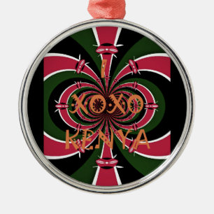 Kenyan Travel Gift - Hugs & Kisses Design Silbernes Ornament