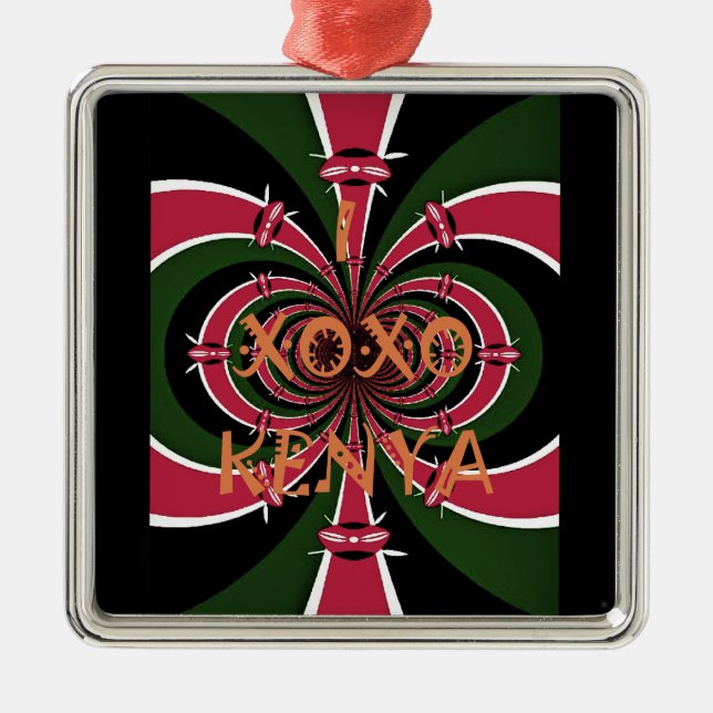 Kenyan Travel Gift - Hugs & Kisses Design Silbernes Ornament (Vorne)