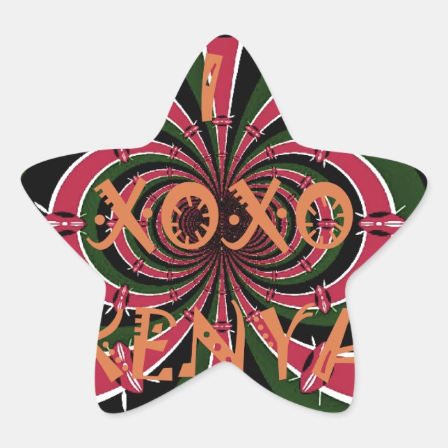 Kenyan Travel Gift - Hugs & Kisses Design Stern-Aufkleber (Vorderseite)