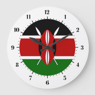 Kenyanflagge Große Wanduhr