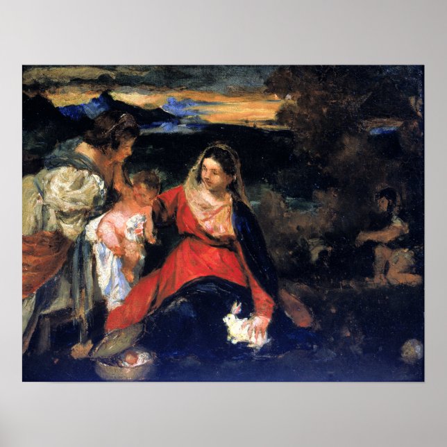 Kenyon Cox nach Titians Kaninchenmadonna Poster (Vorne)