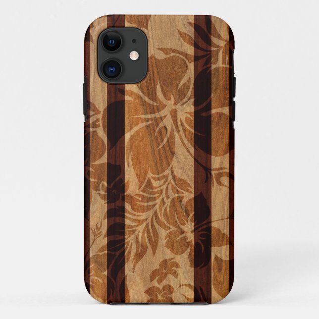 Keokea Strand-Imitat-hölzernes Surfbrett iPhone 5 Case-Mate iPhone Hülle (Rückseite)