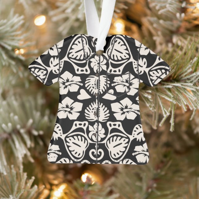 Keoni Hawaiian Monstera Leaf Damask Aloha Shirt Ornament (Baum)