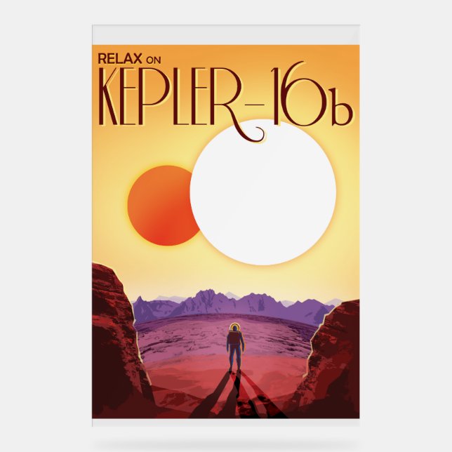 Kepler-16b: Binary Solar Sunset Fine Art Space Acrylschild (Vorderseite)